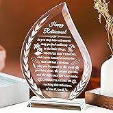 Glass Retirement Gifts for Women Men, Happy Retirement Plaque for Colleagues Boss Friend Going Away, Crystal Farewell Gift Idea for Retiree Retired Keepsakes for Teacher Doctor
