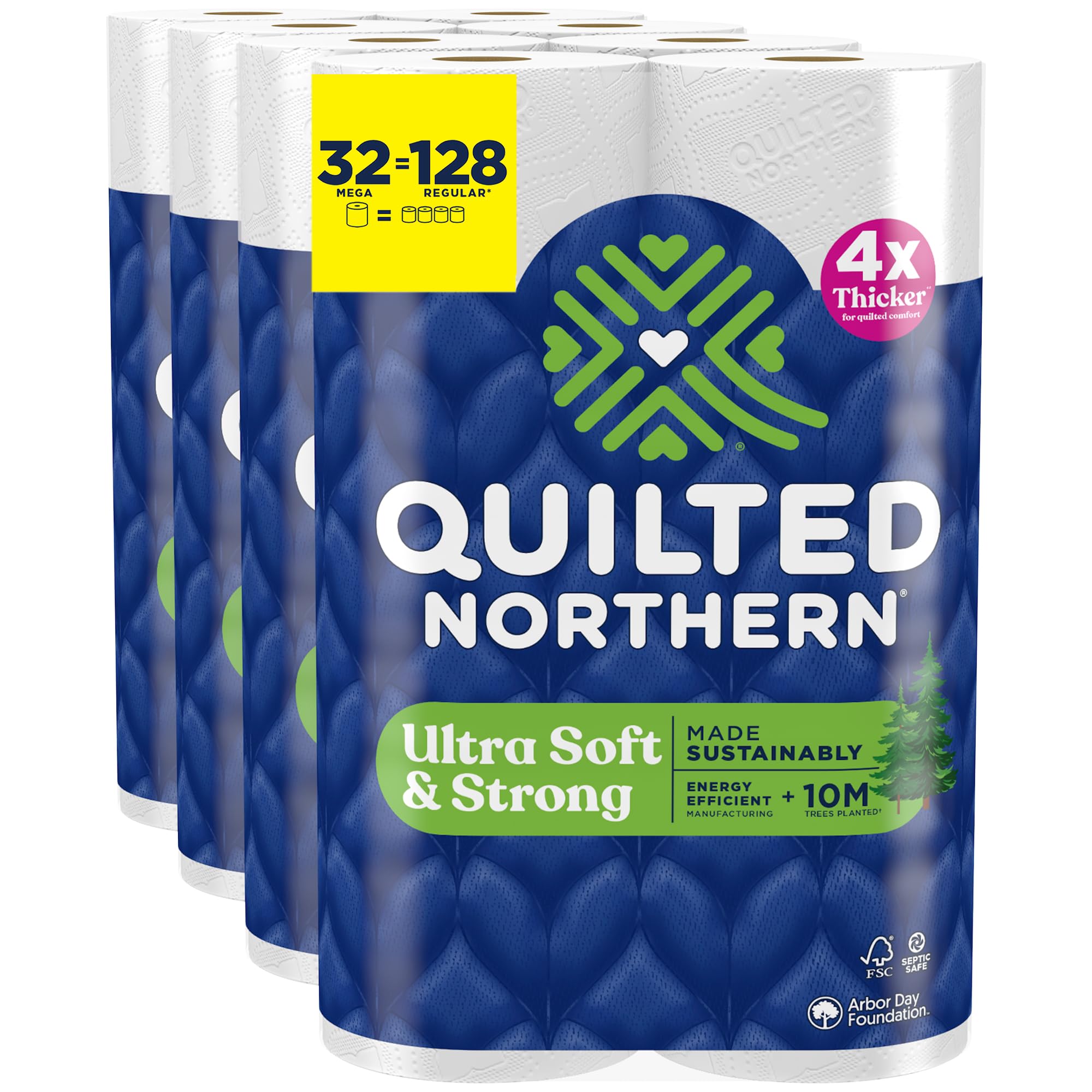 Quilted Northern Ultra Soft & Strong Toilet Paper, 32 Mega Rolls = 128 Regular Rolls, 5X Stronger*, Premium Soft Toilet Tissue