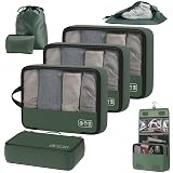 8-Piece Compression Packing Cubes for Travel, Trendy Luggage Organizer Set for Young Travelers, Space Saving for Carry-On, Suitcase, Vacation & Weekend Trips - Avocado Green