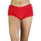 ToBeInStyle Women's Micromesh Lace Ruffle Tanga Shorts