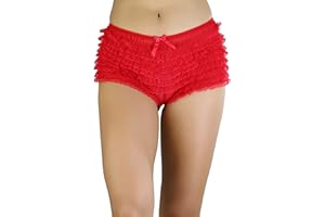 ToBeInStyle Women's Micromesh Lace Ruffle Tanga Shorts