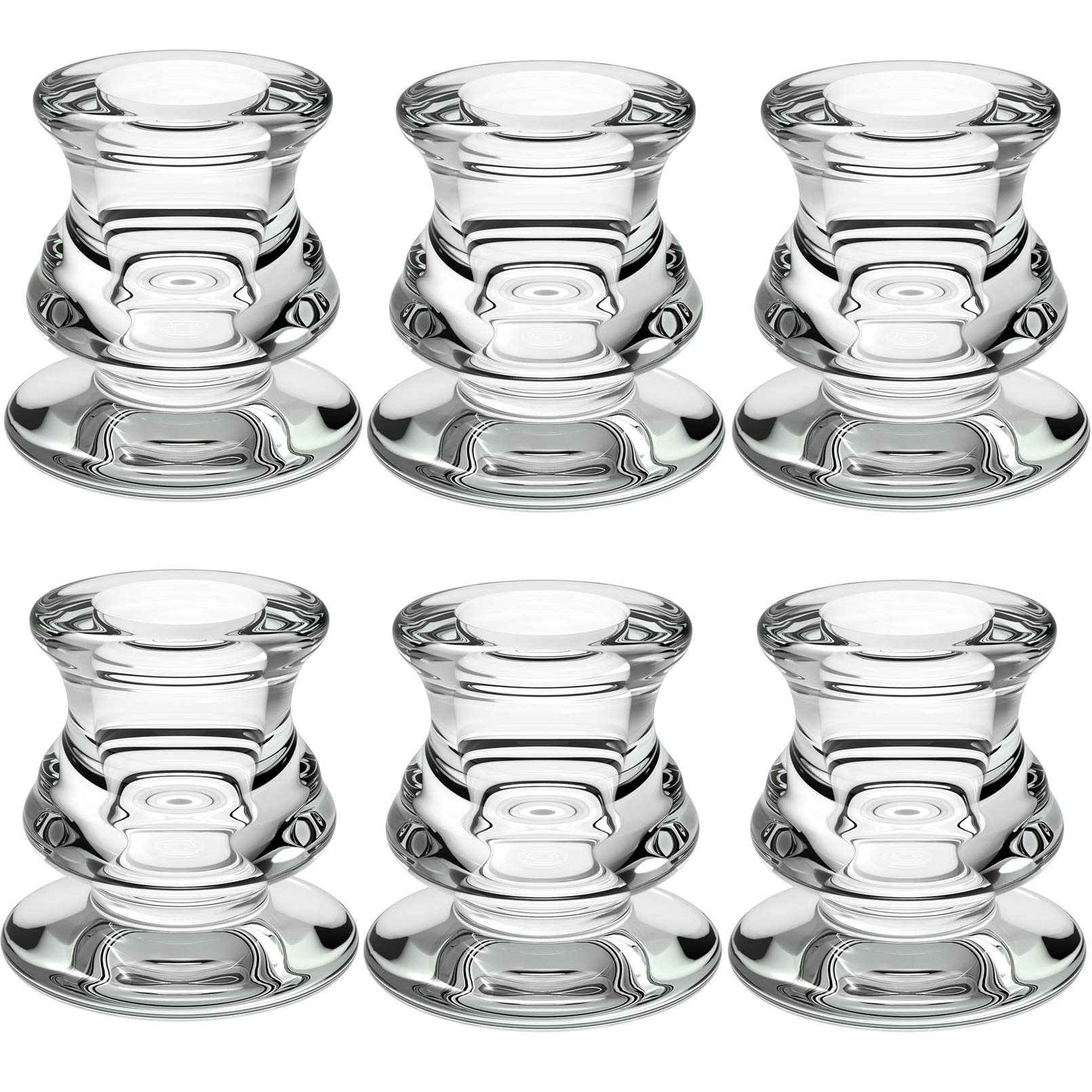 Glass Candle Sticks Holder, PChero Pack of 6 Taper Candle Stand Candlestick Holders for Living Room Table Party Halloween Christmas Decorations