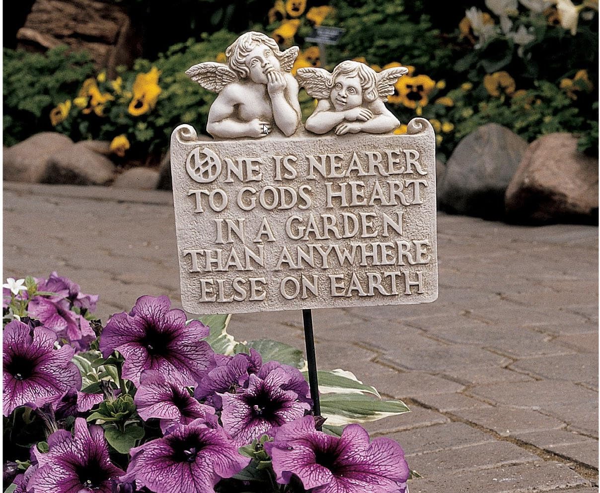 Religious Sign Cherub Child Angels Home Garden Ground Stake and Wall Plaque