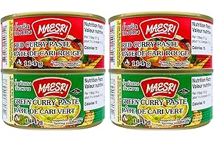 Maesri Thai Curry Paste - Taster Pack - Red Curry Paste (2 x 4oz) and Green Curry Paste (2 x 4oz)