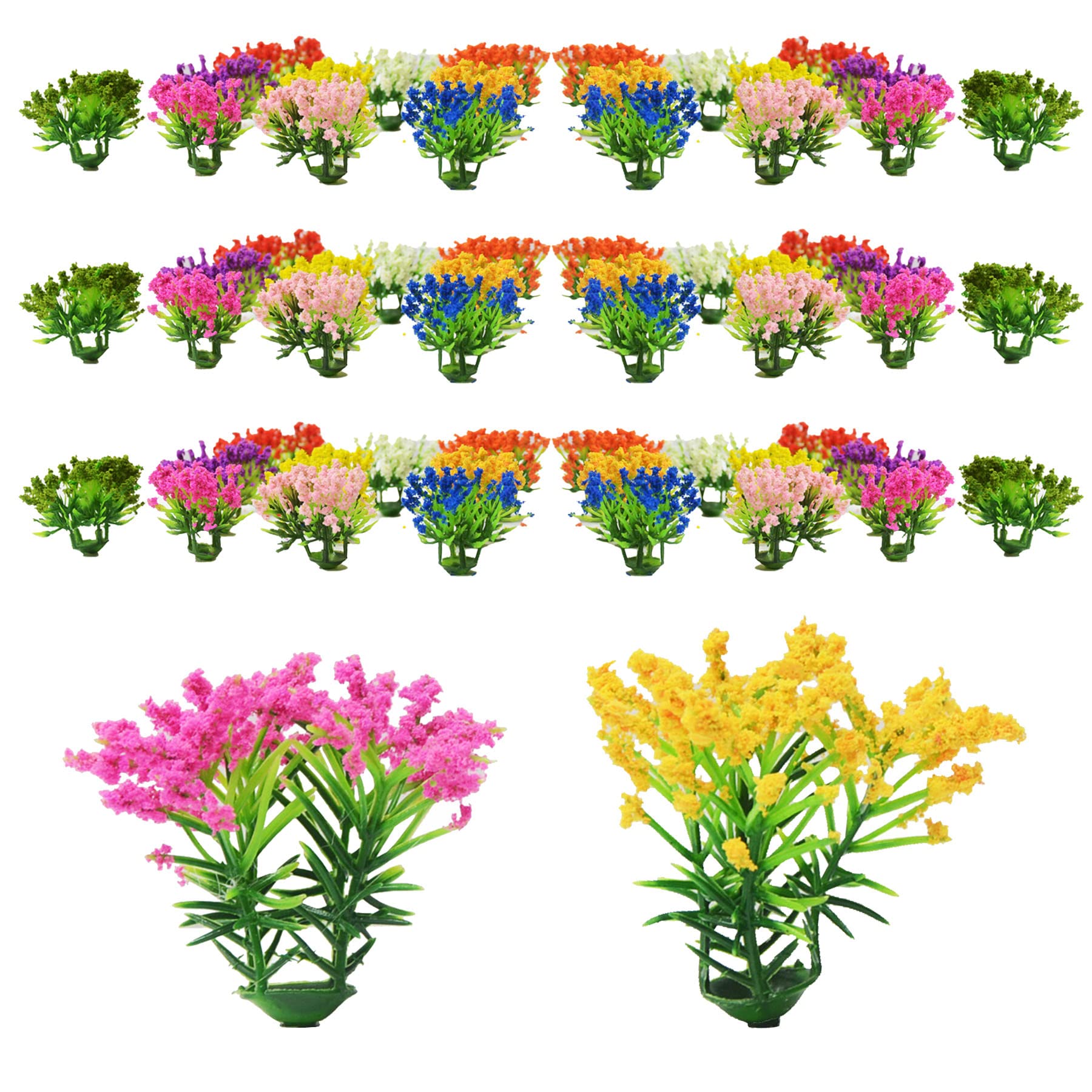 Woohome 10 Color DIY Miniature Colorful Flower Cluster 3 cm Miniature Shrubs Bushes Static Grass Tufts Flower Vegetation Groups Static Grass Tufts for Train Landscape Scenery