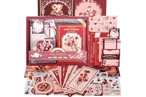 Funto Scrapbooking Kit(123 PCS), Vintage Collection-Rose Whisper, Perfect for Bullet Scrapbooking Materials, Planner DIY Arts Craft Collage