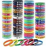 Simaixing 80 Pack Scripture Bracelets, Silicone Bible Verse Bracelets, Christian Wristbands with Motivational Quote, Ideal Inspirational Religious Gifts for Men, Women (4 Styles)