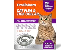 PROELOBARA Cat Flea Tick Prevention Collar: Nature Flea Collar for Cats Fleas Repellent Collars - Safe Tick Prevention Collars for Cats Ticks Control for Kitten - 4 Pack 24 Month Protection