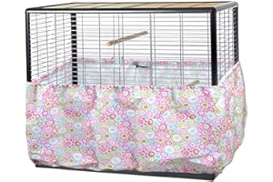 tinkare Large Adjustable Bird Cage Skirt Seed Catcher Birdcage Cover Seed Feather Catcher Bird Cage Guard with Adjustable Elastic Drawstring for Round Square Cage Fabric Design