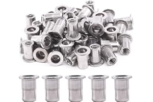 Hilitchi SAE Stainless Steel Rivet Nuts Threaded Insert Rivnuts (1/4-20“-(50PCS))