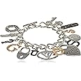 GUESS "Basic Mixed Metal Logo Charm Toggle Charm Bracelet