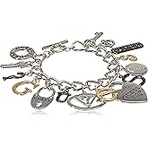 GUESS "Basic" Mixed Metal Logo Charm Toggle Charm Bracelet