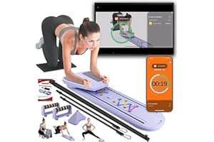 Plymax Pilates Board - Mini Pilates Reformer, Portable Pilates Reformer Board for Home Workout, Foldable Multifunctional Pilates Slider Board with with App Counter Included