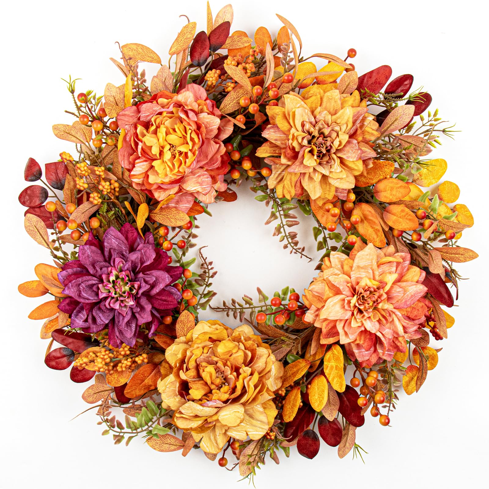 VioletEverGarden Fall Wreath for Front Door 22 Inch Autumn Wreaths ...