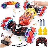 TADOZIC Gesture Sensing RC Stunt Car, 2.4GHz 4WD Stunt Car Toys for Ages 6-12 yr Boys Girls, Hand Controlled Remote Control Twist Cars, Offroad 360° Rotation with Lights and Music for Birthday Gifts