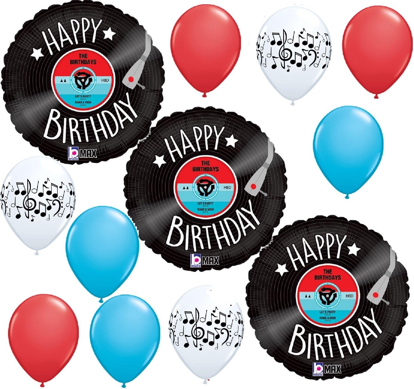 12 BALLOONS set RECORD ALBUM music ROCK n ROLL new HAPPY BIRTHDAY party GIFT favors DECORATIONS