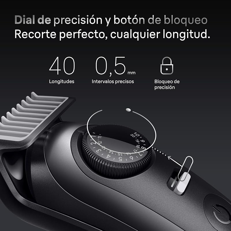 Braun Beard Trimmer Series 7 BT7545, Aparador de barba recarregável resistente à água, +12 acessórios de barba, 120 min de autonomia, 40 comprimentos, lâmina ultra afiada, cinza
