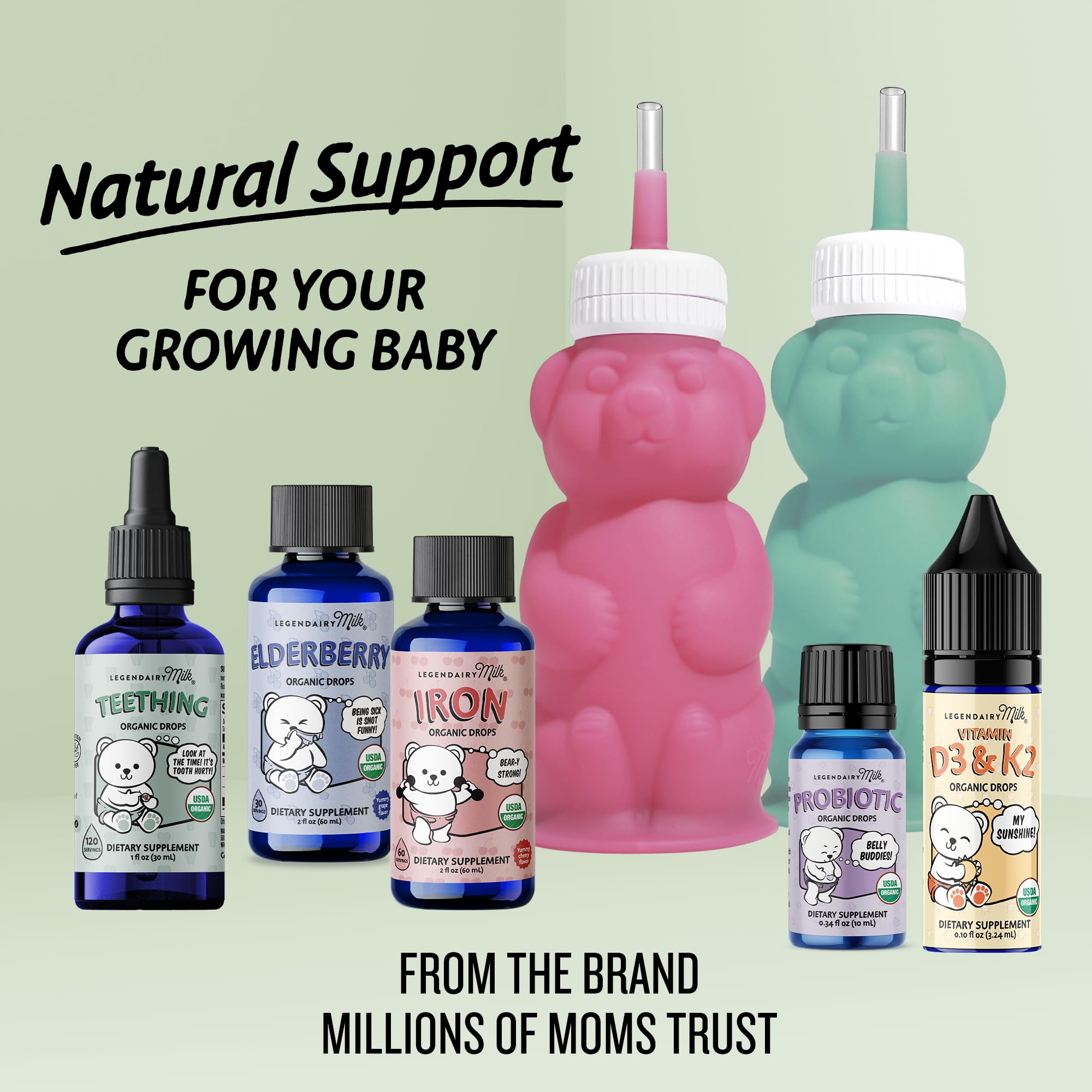 Legendairy Milk Organic Teething Drops - Baby Teething Relief Drops, Clove and Chamomile - Ideal for Babies and Toddlers - Sugar Free, 120 Servings