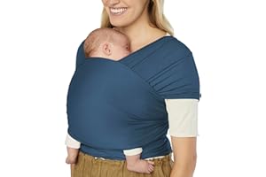 Ergobaby Sustainable Knit Aura Baby Carrier Wrap for Newborn to Toddler (3-11 kg), Twilight Navy