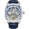 Stuhrling Original Legacy Men's Automatic Watch Stainless Steel 46 MM Case Genuine Leather Strap Watch Black