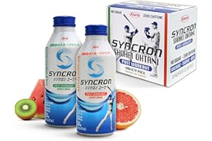 Syncron Post Workout Sports Drink Endorsed by Shohei Ohtani, Sugar Free Electrolyte Hydration, Taurine, L Arginine, BCAAs for Athletes, Watermelon Kiwi & Grapefruit Flavors, Variety 6 Pack, 16 oz