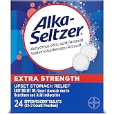 Alka-Seltzer Extra Strength Heartburn Relief Effervescent Antacid Tablets, Fast Indigestion Relief, 24 Ct