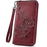 VIMUTI Womens Wallet Rfid Embossed Vegan Leather Multi Card Slots Wallets Large Capacity Wristlet Travel Purse for Women