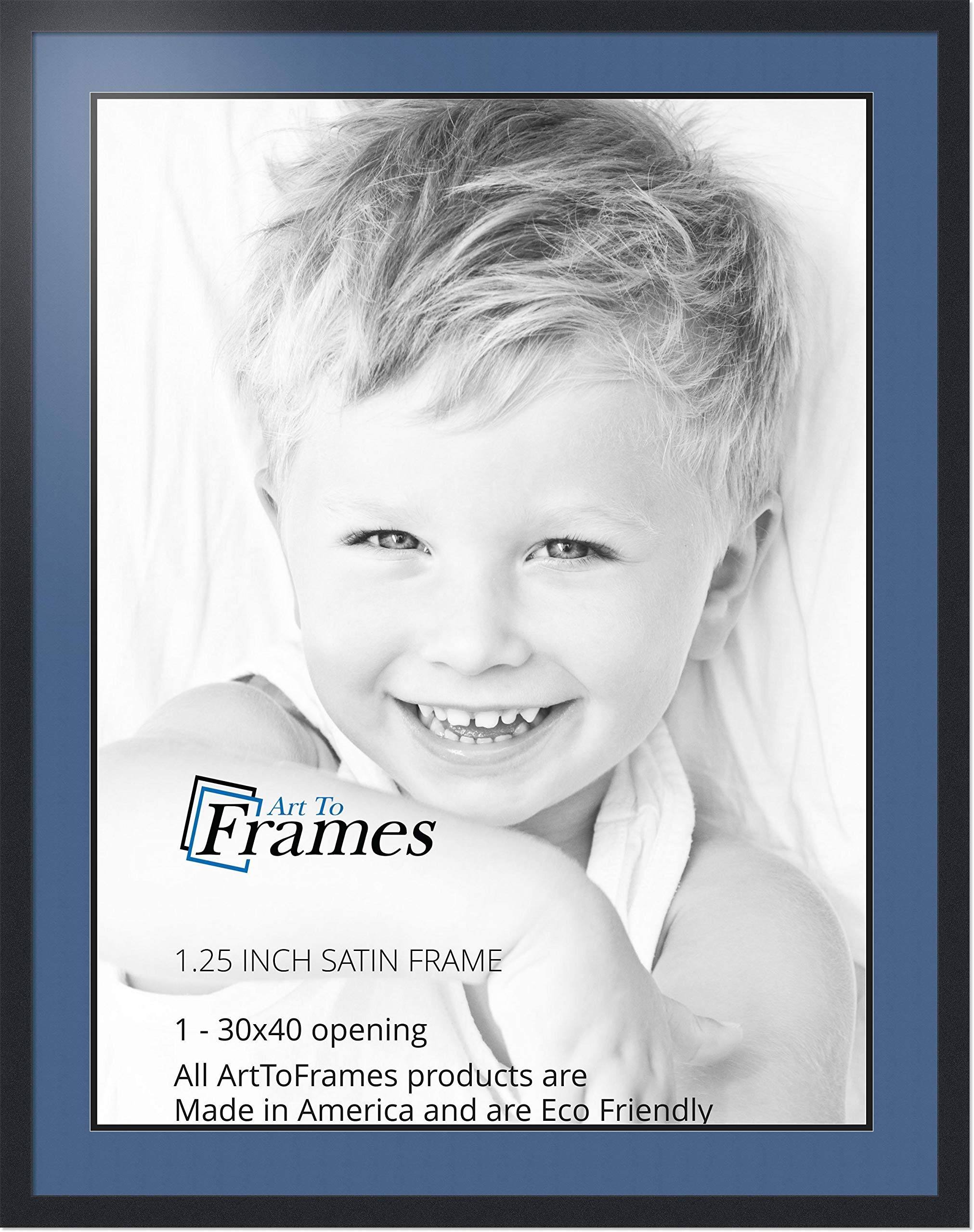 ArtToFrames Collage Photo Frame Double Mat with 1-30x40 Openings with Satin Black Frame and Royal ma
