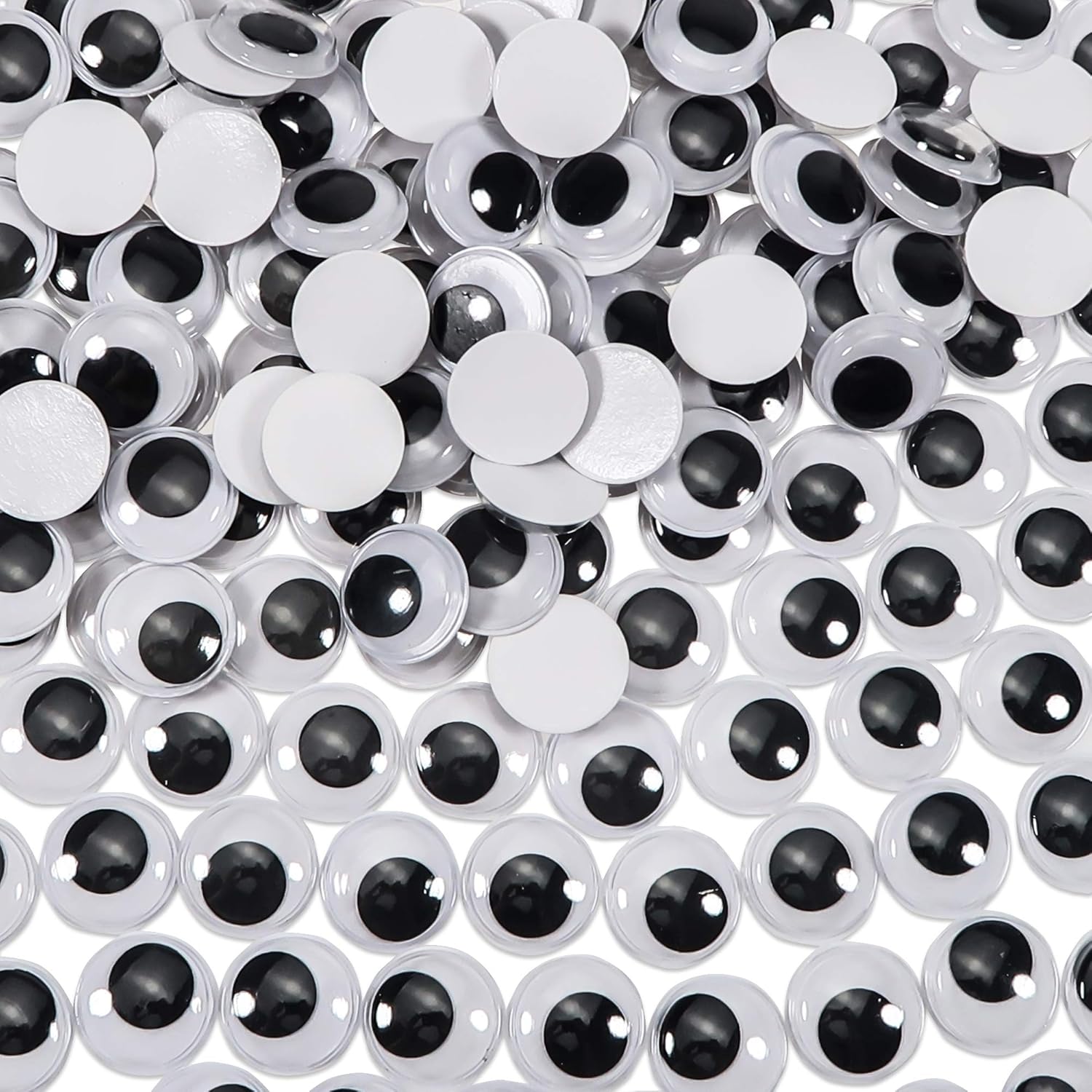 TOAOB 100 Pièces 20mm Yeux Mobiles Autocollants Adhésifs en Plastique