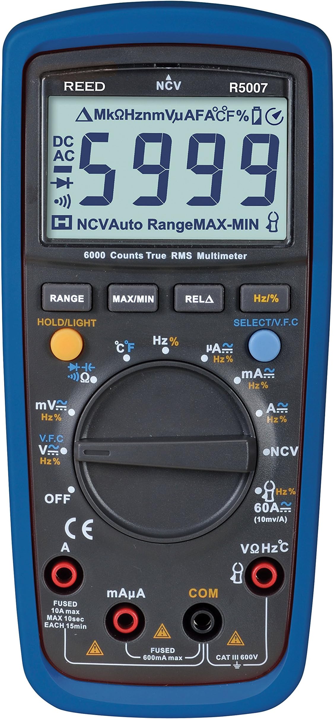 REED Instruments R5007 True RMS 600V AC/DC Multimeter with Non-Contact Voltage Detector