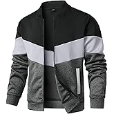HYPESTFIT Mens Lightweight Jacket Casual Bomber Jacket Color Block Varsity Coat