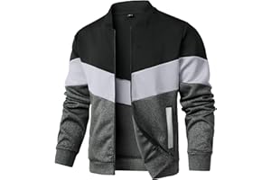 HYPESTFIT Mens Lightweight Jacket Casual Bomber Jacket Color Block Varsity Coat