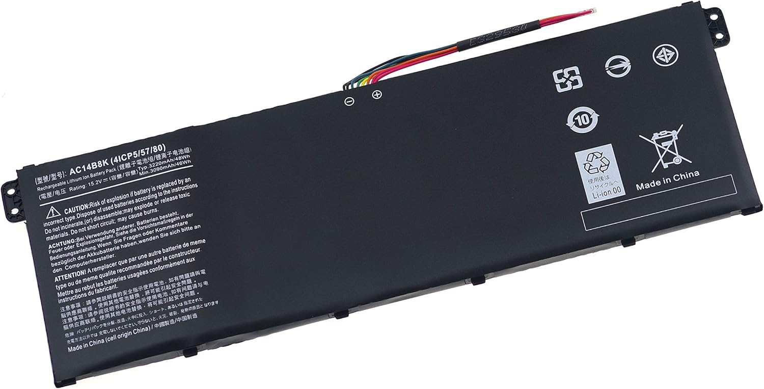 AC14B8K Laptop Battery for Acer Chromebook C910 CB3-111 CB5-571 CB3-531 C810 Chromebook R11 CB5-132T Series Aspire R3-131T R5-571T R5-571TG E3-111 ES1-511 V3-371 V5-132 Swift 3 SF314 [15.2V 48Wh]