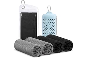 Finvizo 4 Pack Cooling Towels for Neck: Cool Towel Workout Sweat Towel for Sports Gym, Black