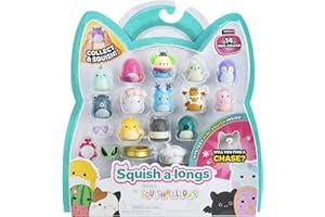 Squish-a-longs 14 Pack - Series 2, Wave 1 - (14) 1” Mini-Squish with (4) Accessories, (1) Ring Attachment, and (1) Collector’s Guide - Collect, Trade, & Play