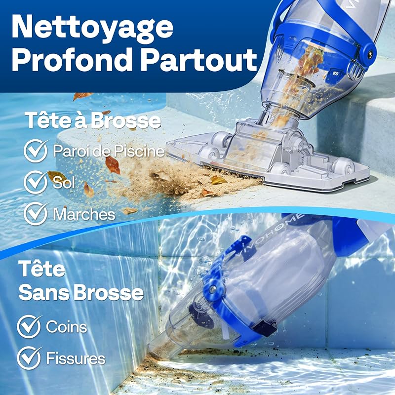 Aspirateur Piscine sans Fil 4300LPH avec Perche Télescopique 250cm
