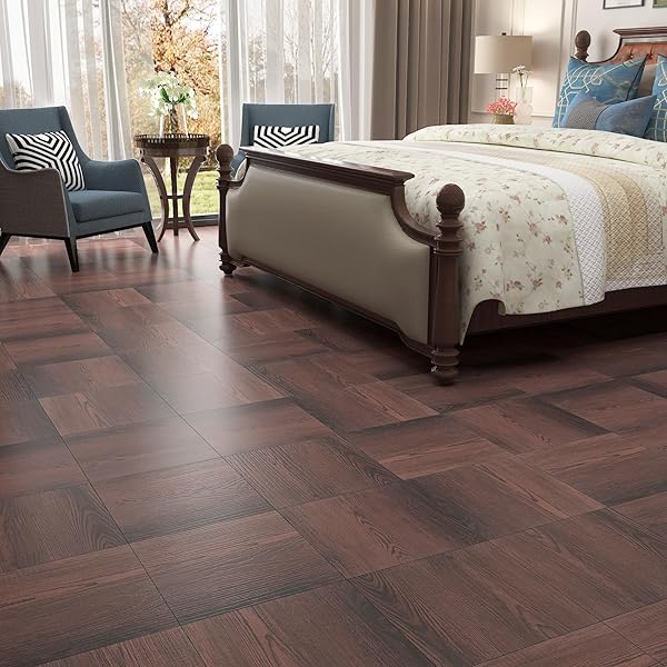 DECOTALK PEEL AND STICK FLOOR TILE WATERPROOF 30 PCS WOOD FLOORING TILES CHEERY WOODS VINYL TILE VINYL FLOOR TILES 12″X12″, SELF ADHESIVE FLOORING WOOD PLANKS FOR KITCHEN, BATHROOM