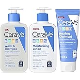 CeraVe Baby Bath Set, 8oz Wash & Shampoo + 8oz Moisturizing Lotion + 3oz Healing Ointment, Fragrance, Parabens, Phthalates, & Tear Free Baby Bath Essentials