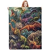 VANZEV Dinosaur Themed Flannel Blanket,Multicolor Dinosaurs Print Soft Lightweight Throw Blankets Gifts for Boys Kids,50" x 60" Perfect for Couch Bed Home Children's Room Travel Decor