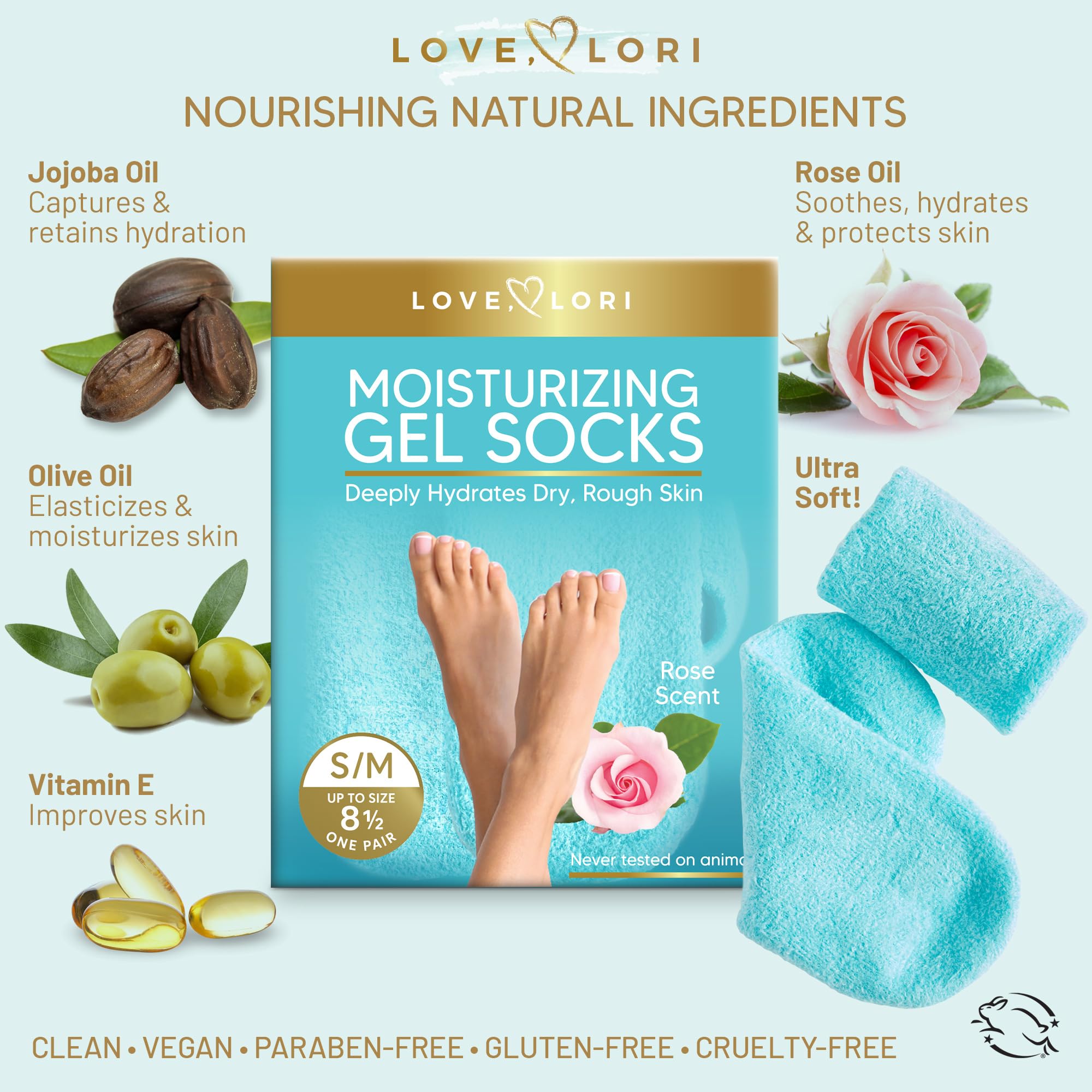 Moisturizing Socks - Gel Silicone Aloe Spa Socks (Up to Size 8.5) Infused with Vitamin E & JoJoba Oil - Self Care Gifts for Women, Spa Gifts for Women, Stocking Stuffers for Adults