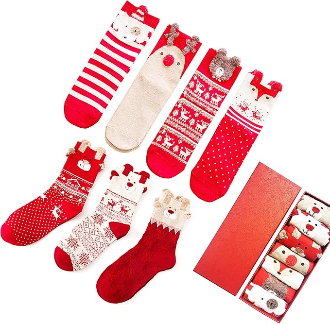 Immagini Di Natale Ragazze.Likerainy Ragazze Donna Calzini Cotone Di Natale Caldo Inverno Confortevole Animale 3d Calza 7 Paia Amazon It Abbigliamento