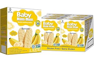Want-Want Baby Mum-Mum Rice Rusks, Banana, Gluten Free, Allergen Free, Non-GMO, Rice Teether Cookie for Teething Infants, 50g