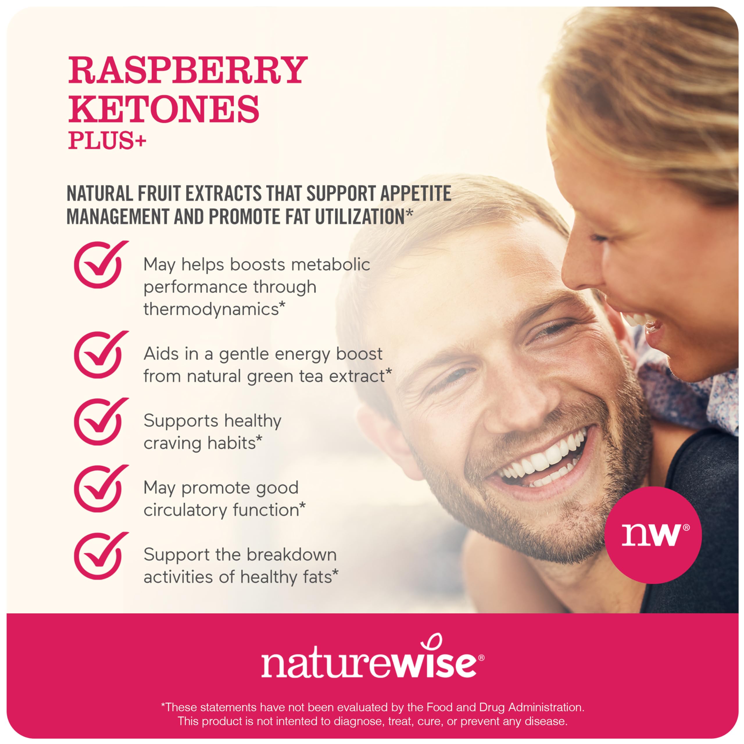 NatureWise Raspberry Ketones Plus - w/ Green Tea Extract, Cayenne Pepper, & Acai Berry - Supports Antioxidant Health, Energy Levels, Weight Goals - Vegan & Gluten-Free - 120 Capsules[120-Day Supply]