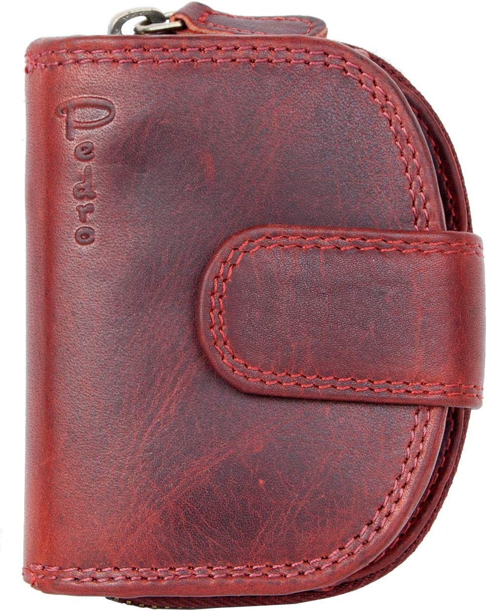 FLW-Pedro Red Compact Size Wallet Whole Made of Genuine Leather