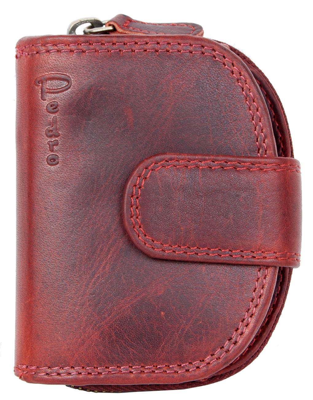FLW-Pedro Red Compact Size Wallet Whole Made of Genuine Leather