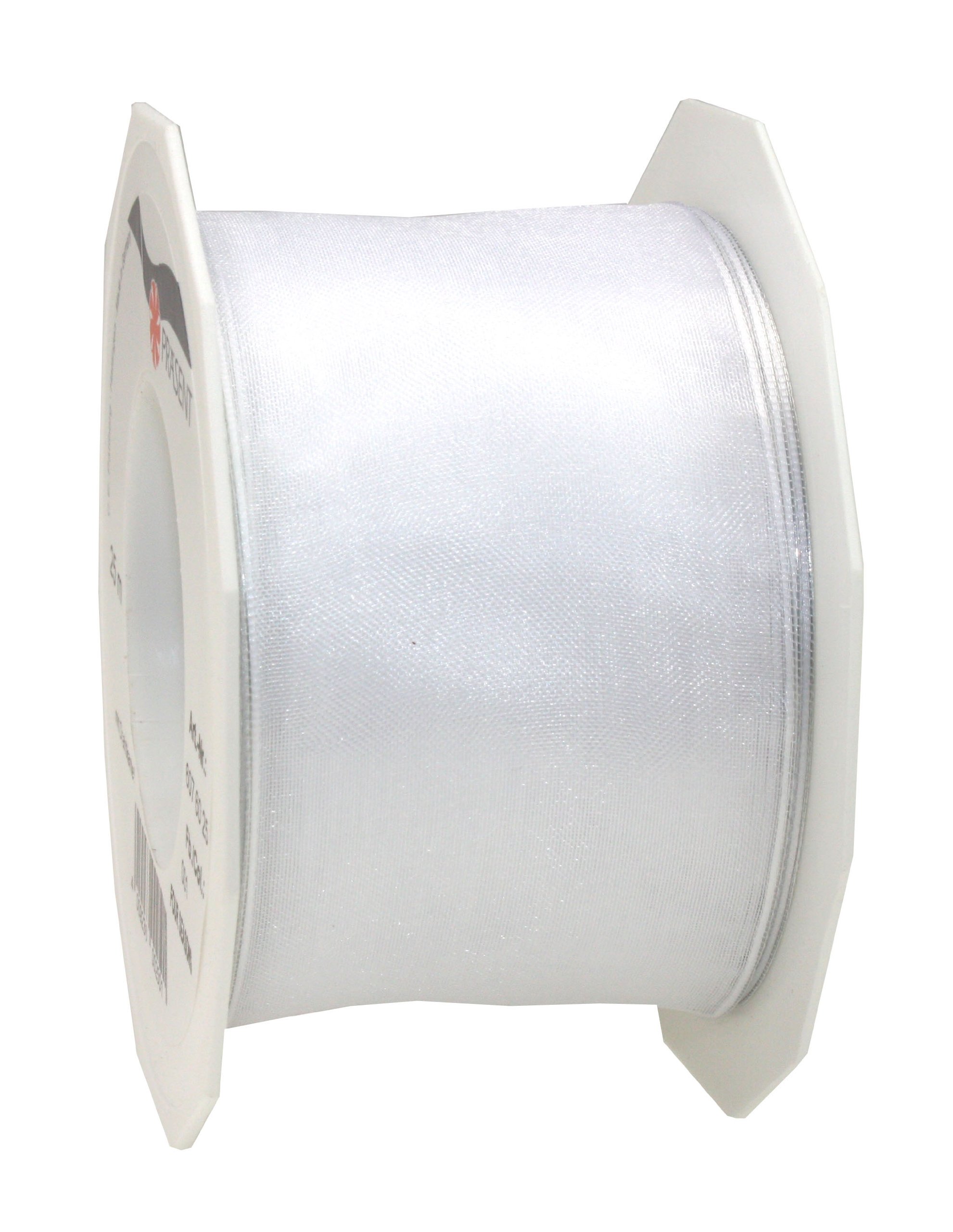PRÄSENT - Four Seasons Organza wired edge Ribbon White 60 mm width, 25 m length