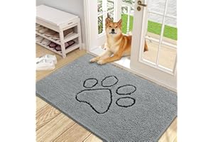 smiry Indoor Door Mat, 24" x 36" Absorbent Dirt Trapper Non Slip Front Door Mat Indoor, Quick Dry Washable Chenille Mat, Floo