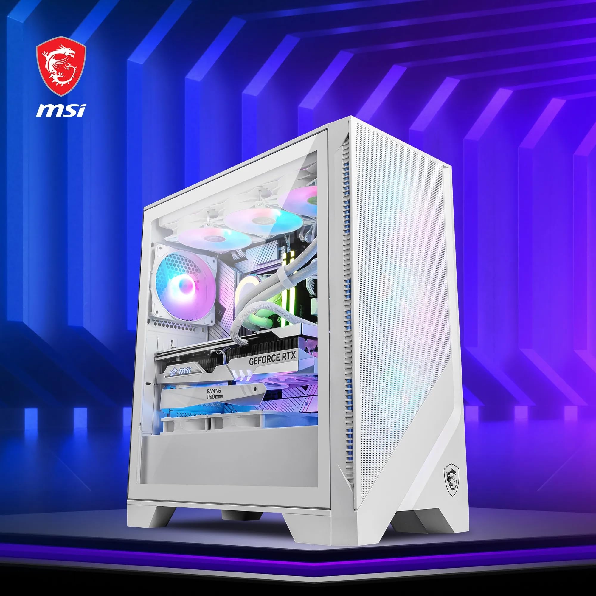 Msi Mag Forge 320R Airflow Mid-Tower Pc Case - Atx Capacity, Up To 390Mm Rtx 40 Gpu Support, 4 X 120Mm Argb Fans, Magnetic Dust Filters, Tempered Glass, 1-6 Argb Control Board, Usb 3.2 Gen 1 Type-A - View 7