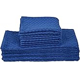THE TOWEL HOUSE 100% Cotton Premium Terry Dish Towel and Dish Cloth Set – Terry Cleaning Rags – Reusable Dishcloth and Dishtowel – Blue – 15"x25" and 12"x12" (Pack of 8)