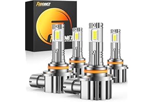 forenner 9006 9005 Light Bulbs Combo, Ultra Brightness 6500K Cool White, 9005/HB3+9006/HB4 Fog Light Bulbs, 1:1 Size Front Fog Lamps, Play-N-Plug, Pack of 4
